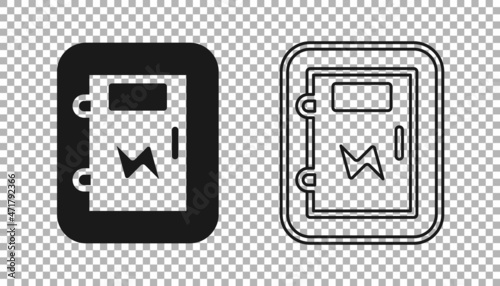 Black Electrical panel icon isolated on transparent background. Vector