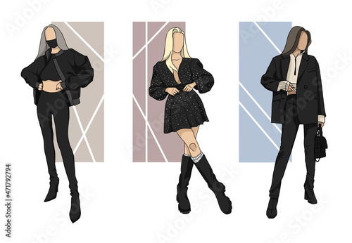 Black outfit with background