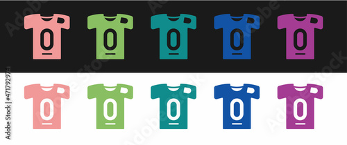 Set Football jersey and t-shirt icon isolated on black and white background. Vector