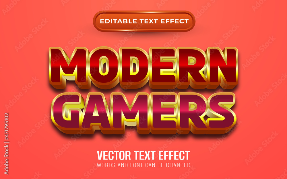 Modern gamers editable text effect