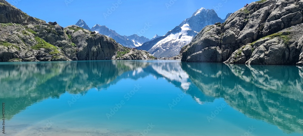 View Of Lac Blanc on a sunny summer morning, France