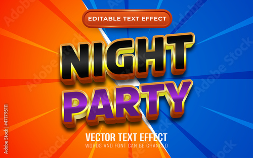 Night party editable text effect
