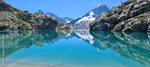 View Of Lac Blanc on a sunny summer morning, France