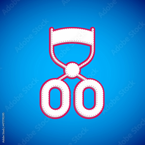 White Eyelash curler icon isolated on blue background. Makeup tool sign. Vector