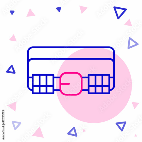 Line Hunting cartridge belt with cartridges icon isolated on white background. Bandolier sign. Hunter equipment, armament. Colorful outline concept. Vector