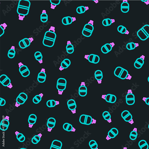 Line Perfume icon isolated seamless pattern on black background. Vector
