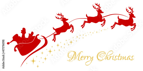 Merry Christmas with Santa Claus sleigh