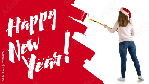 Happy New Year. Lady draws ...