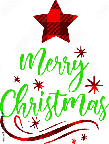 Merry Christmas | Buffalo plaid tree 