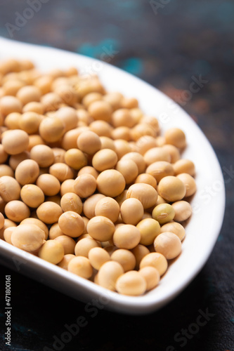 Bowl of dried soy beans