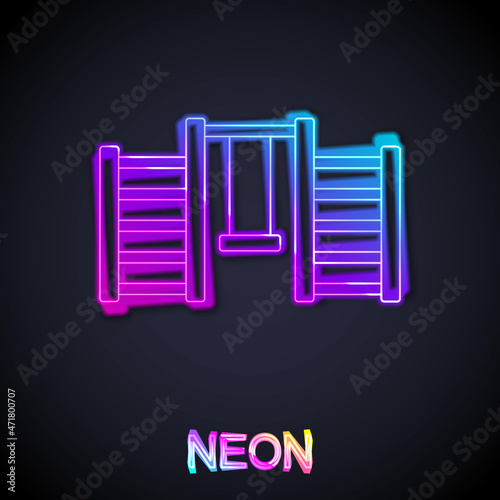 Glowing neon line Wooden Swedish wall icon isolated on black background. Swedish stairs. Vector