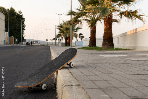 Black Skateboard in the street