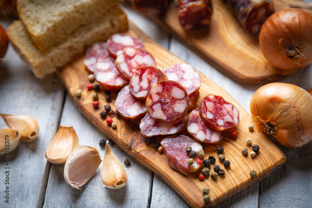 Slices of cured meat sausage Slices of cured meat sausage