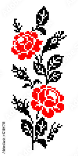 Traditional romanian folk motif with roses