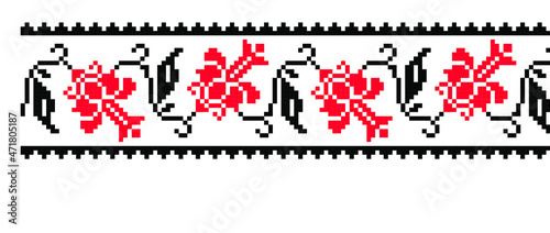 Traditional romanian floral motif embrodery
