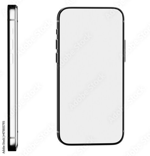 Isolated silver smartphones...