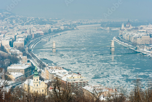 Budapest from bird's eye view, winter © tstock