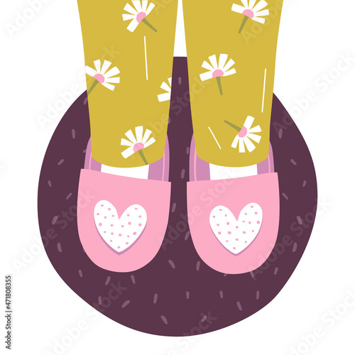 Soft cozy slippers for home isolated on white background.