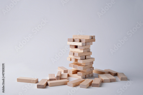 block wooden game on gray background