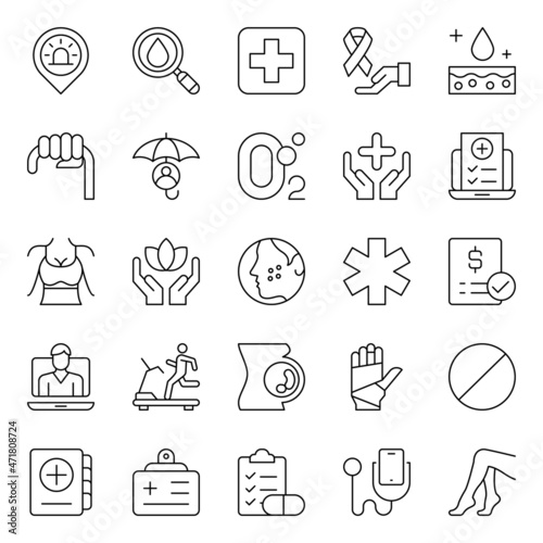 Outline icons for medical healthcare.