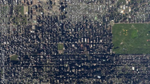 Aerial top down view of Manhattan and Central Park it is the most densely populated area and part of the five boroughs of New York and serves as the economic and administrative center 4k animation
