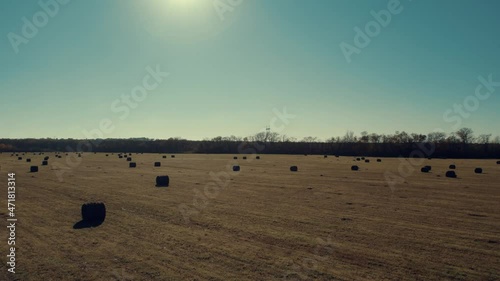 haystacks on the field