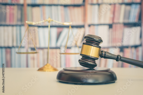 фотографія Legal office of lawyers, justice and law concept : Judge gavel or a hammer and a