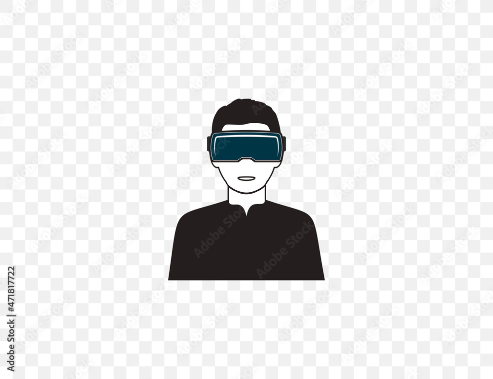 Man, virtual reality, vr icon. Vector illustration. Flat design.