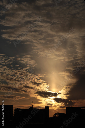 sunset over the city