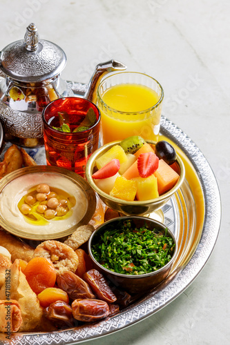 Food platter served during Iftar in the Holy Month of Ramadan