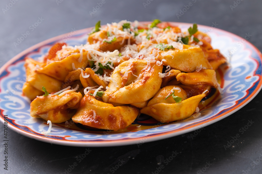 Italian tortellini pasta in tomato sauce Italian tortellini pasta in tomato sauce