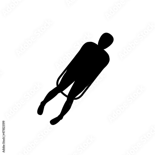 Luge sport silhouette vector black icon on white ackground