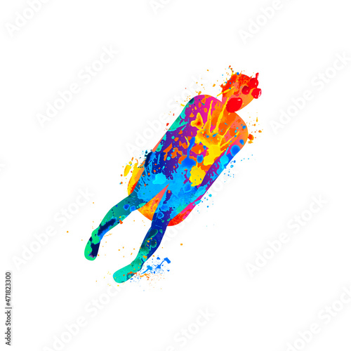 Luge sport silhouette vector icon of splash paint