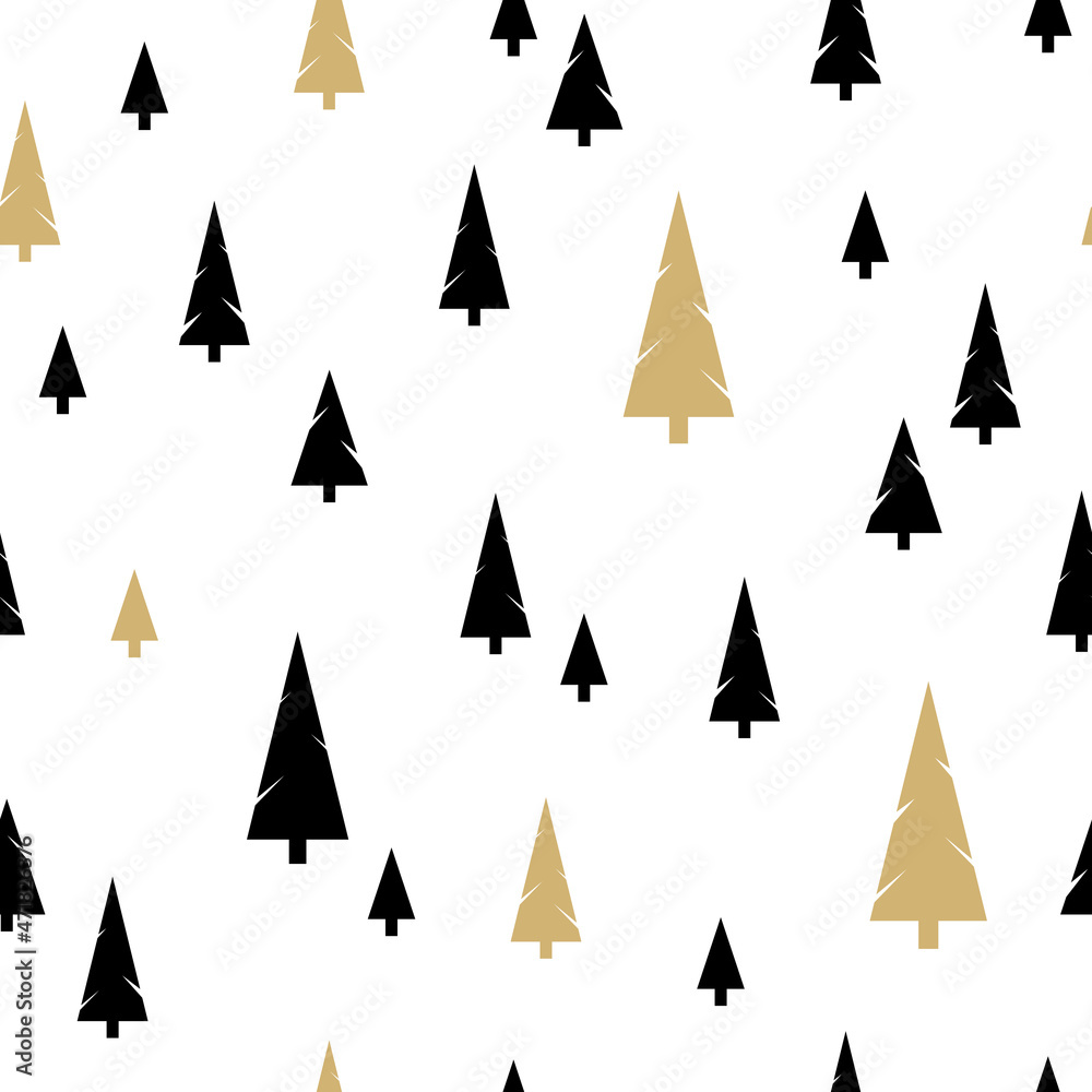 Fototapeta premium Seamless pattern with Christmas trees. Vector texture for print, textile, fabric, design, packaging. Winter forest background.