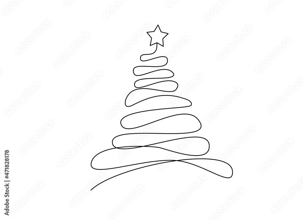 Hand drawn brush stroke Christmas tree with star isolated on png or ...