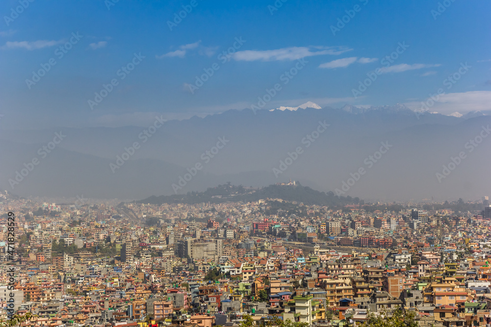 Panoramic view over Kathmandu city from Kirtipur, Nepal