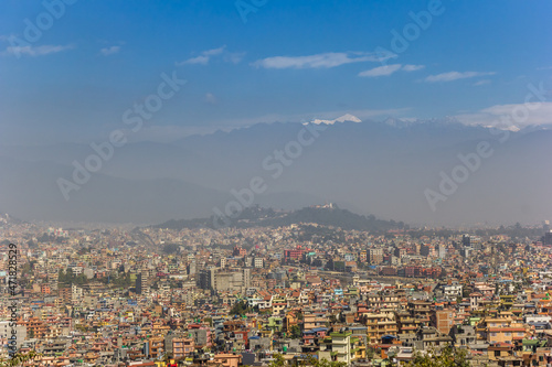 Fototapeta Naklejka Na Ścianę i Meble -  Panoramic view over Kathmandu city from Kirtipur, Nepal