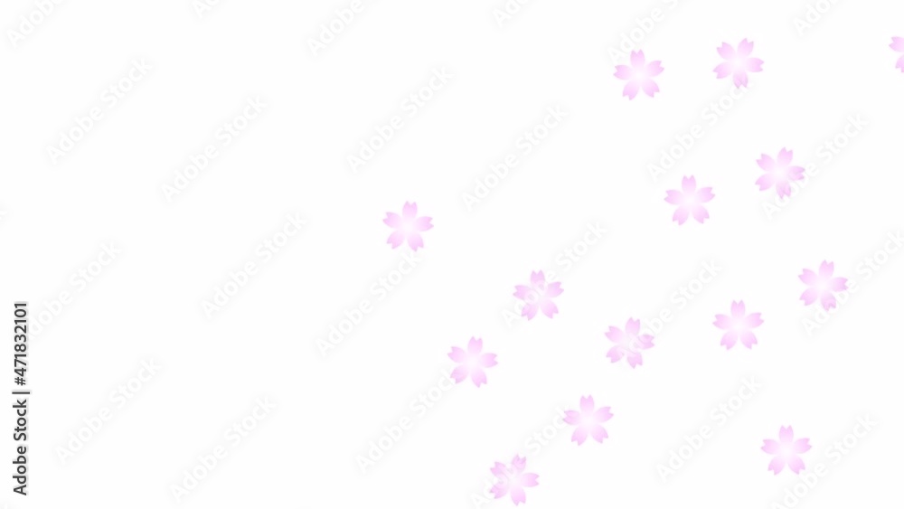 春素材、桜の花の舞う背景、左にコピースペース 春素材、桜の花の舞う背景、左にコピースペース