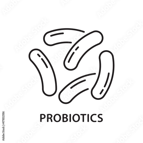 Probiotics linear icon. Outline simple vector of beneficial microorganisms or live bacteria. Contour isolated pictogram on white background