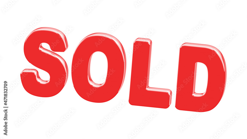 Sold icon isolated on white background. 3d illustration. Sold icon isolated on white background. 3d illustration.