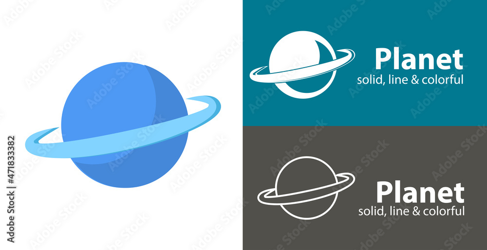 planet isolated icon. space line solid flat icon