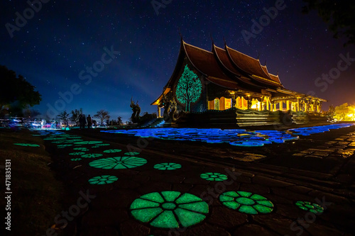 Wat sirindhorn wararam at night Ubon Ratchathani at Thailand