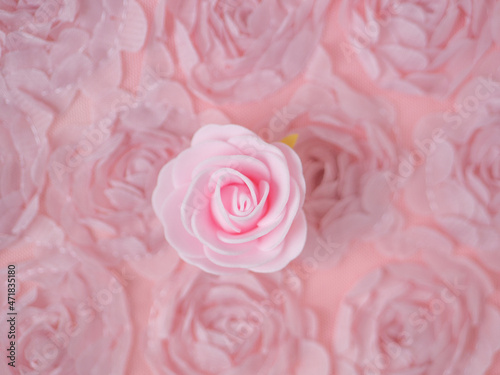 Rose sur fond en tissus à fleurs roses - romantique pour déclarer son amour - arrière-plan
