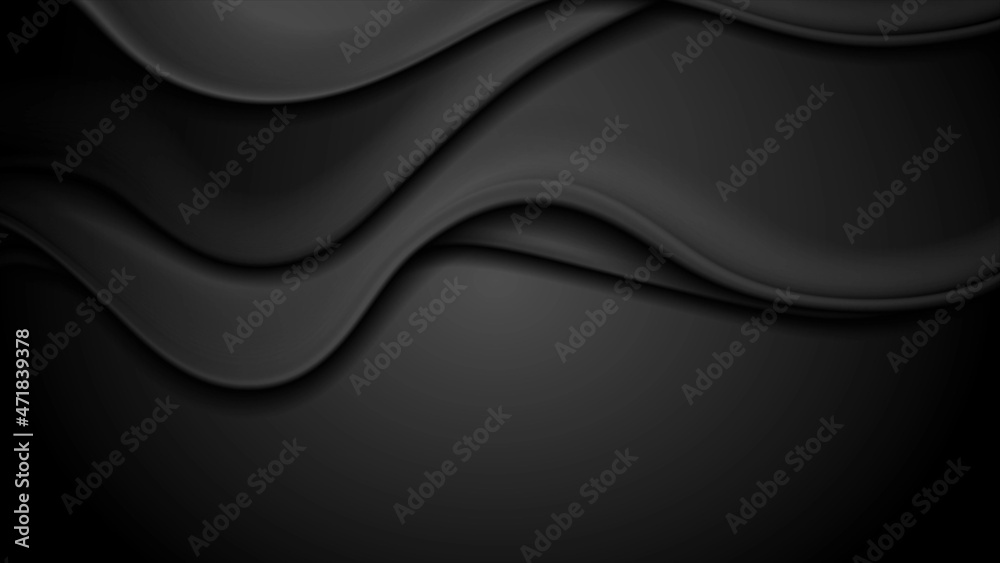 Black smooth wavy abstract corporate background