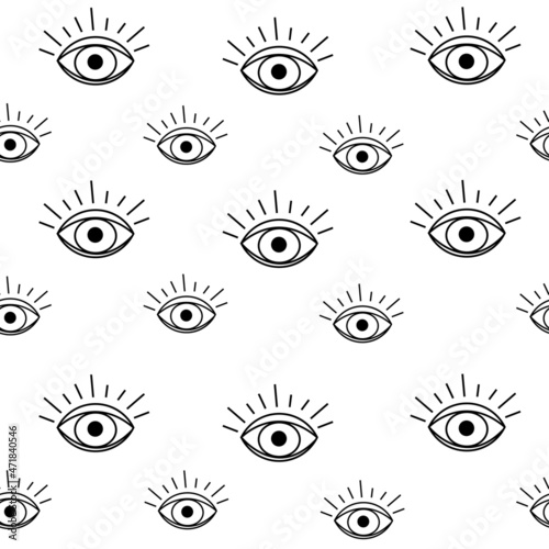 Magic eyes seamless pattern. Modern trend mysticism minimalist style