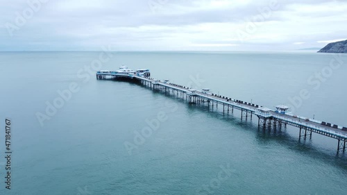 Wallpaper Mural Llandudno pier historic Victorian wooden boardwalk seaside landmark aerial view descending to ocean Torontodigital.ca