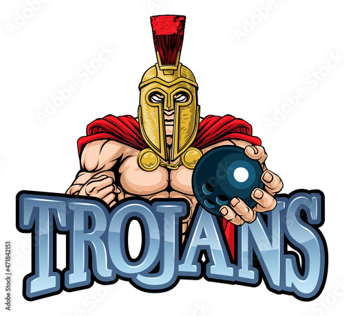 Trojan Spartan Bowling Sports Mascot
