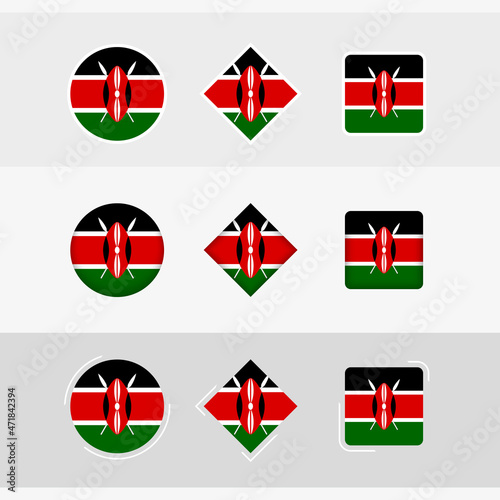 Kenya flag icons set, vector flag of Kenya. Free Download Kenya flag icons set, vector flag of Kenya. - GFXLoad
