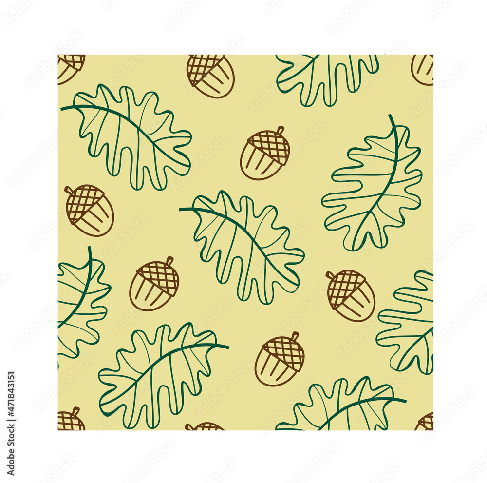 vector background pattern with oak leaves and acorns, background on a natural autumn theme vector background pattern with oak leaves and acorns, background on a natural autumn theme