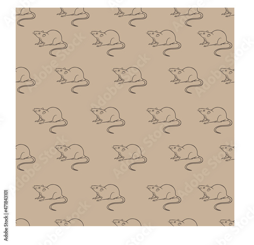 vector pattern background with drawings of mice or rats, print for fabric and paper 